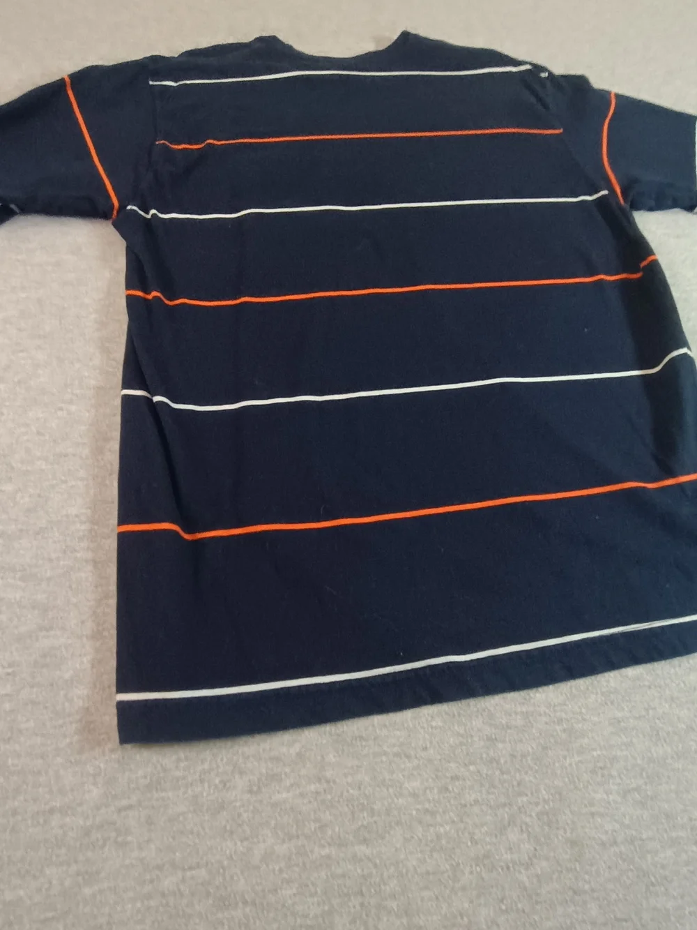 Quiksilver Navy Striped Pocket Tee with Orange & White Lines